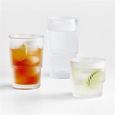 atwell stackable textured ribbed drink glasses crate and barrel canada