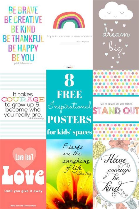 8 Free Inspirational Posters For Kids Spaces Inspirational Quotes