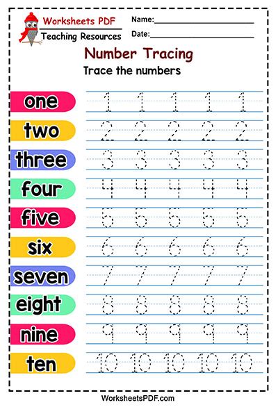 Numbers 1 To 10 Worksheets For Kindergarten Pdf Trace Numbers 1 20