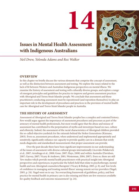 PDF Issues In Mental Health Assessment With Indigenous Australians