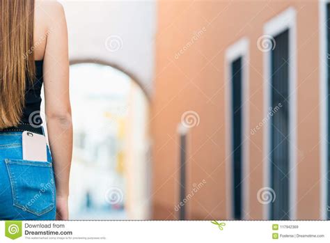 Smartphone In The Back Pocket Of Jeans Stock Image Image Of