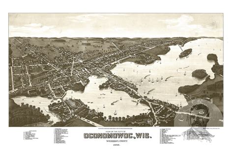 Vintage Oconomowoc Map 1885 Old Map Of Oconomowoc Wisconsin Etsy