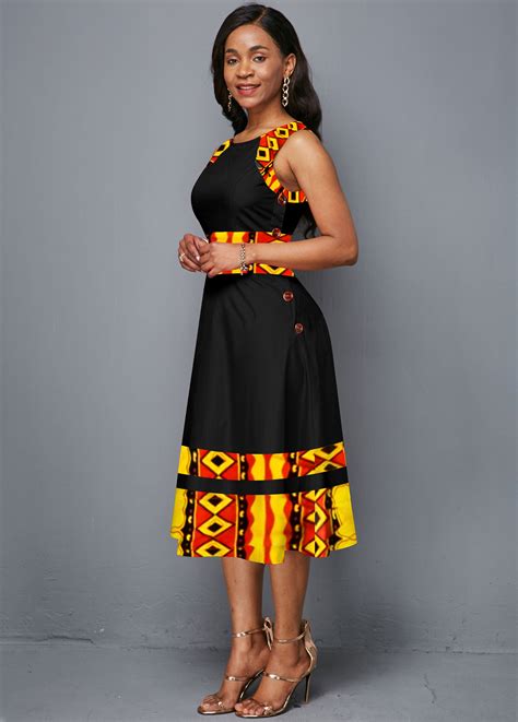 Sleeveless Tribal Print Round Neck Dress Ad Tribal Sleeveless Print Best African Dresses