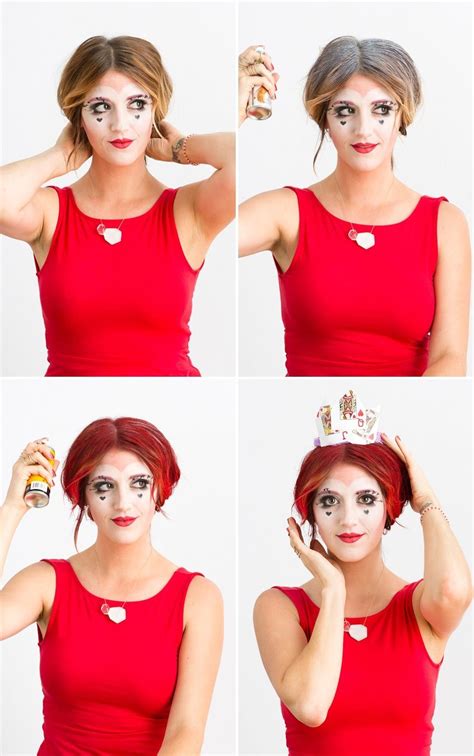 Diy Your Own Queen Of Hearts Makeup And Costume For Halloween Queen Of Hearts Makeup Queen Of