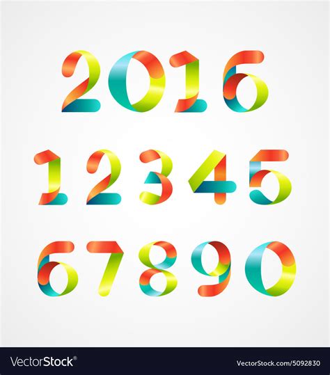 Set Of Colorful Number 0 9 Royalty Free Vector Image