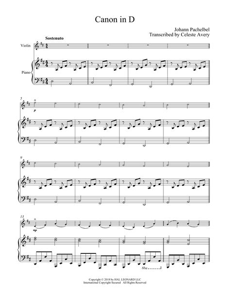 Beginner Canon In D Violin Sheet Music Canon In D For Violin And