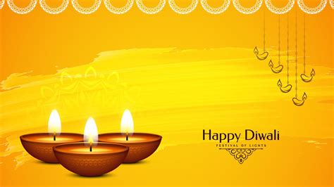 Happy Diwali Festival Of Lights In Yellow Background 4k Hd Diwali
