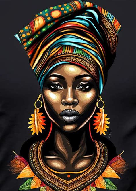 Beautiful African Woman Poster Print By Dorthytoy Printed On Metal Easy Magnet Mounting