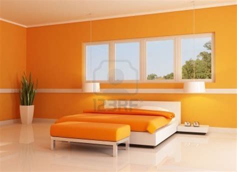 Home Decor Ideas Modern Orange Bedroom Against White