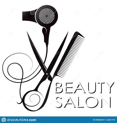 Scissors And Comb With Hairdryer Symbol For Beauty Salon Stock Illustration Illustration Of