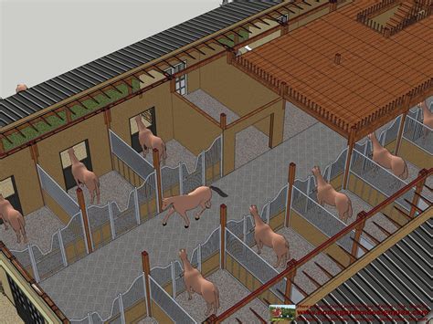 Barns with a center aisle are the easiest for the human taking care of horses. HB100 Horse Barn Plans Horse Barn Design ~ Shed Plans Ideas