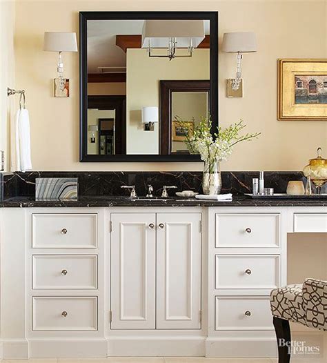 Bathroom vanity countertops are available in a range of materials, including: Bathroom Countertop Ideas For Every Style | Black marble ...