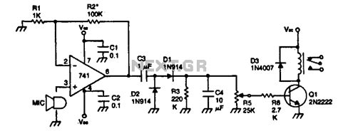 The circuit is the switching circuit is designed using a relay and diode. > automations > relay circuits > Sound activated relay ...
