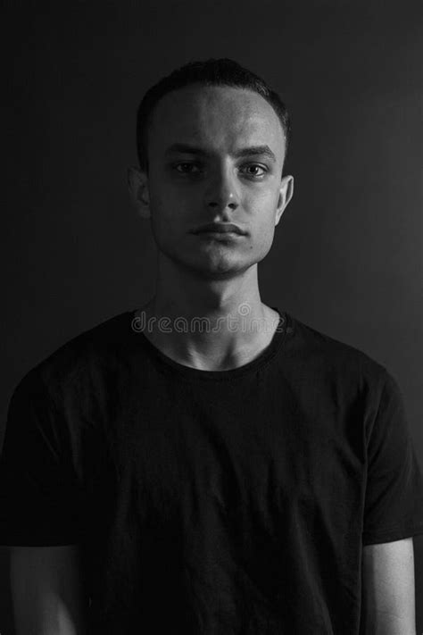 Black And White Emotional Portrait Young Man Stock Photo Image Of