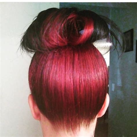 Half Black In Front And Back Half Red Hair Color Hair Hair Styles