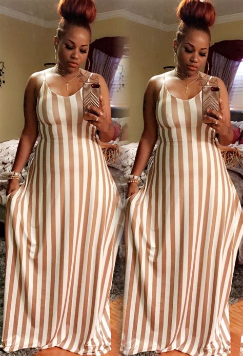 No matter how you throw your messy bun together, the end result should make you feel comfortable and glamorous. Stripe maxi dress messy bun (With images) | Striped maxi ...