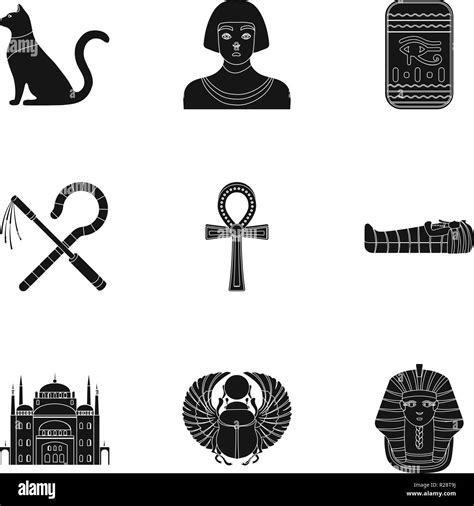 ancient egypt set icons in black style big collection of ancient egypt vector symbol stock