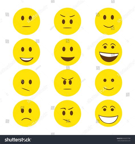 Emoji Emoticons Different Facial Expressions Stock Vector Royalty Free