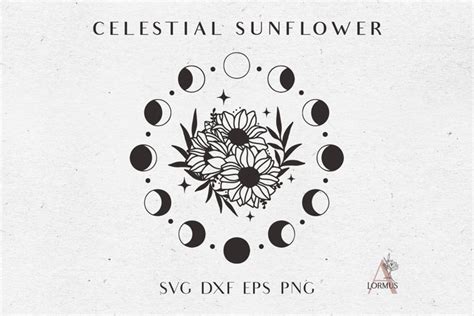 Moon Phases Svg Sunflower Svg Celestial Svg Bohemian Moon