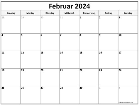 Februar 2024 Kalender Auf Deutsch Kalender 2024
