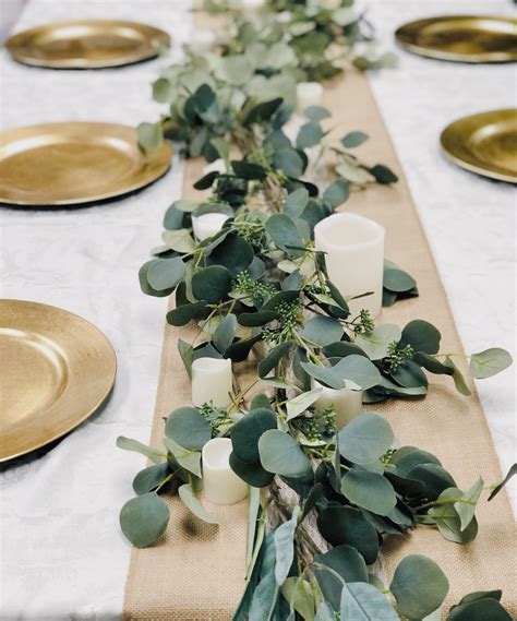 Quality Artificial Lush Green Silver Dollar Seeded Eucalyptus Garland Wall Hanging Decor Table