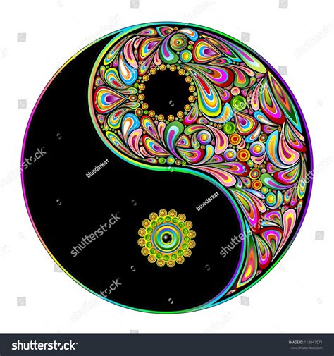 Yin Yang Symbol Psychedelic Art Design Stock Illustration 118047571