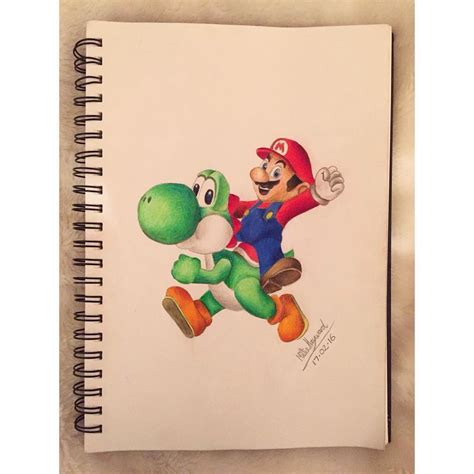 Super Mario Bros Mario And Yoshi Hand Drawn Using Faber Castell