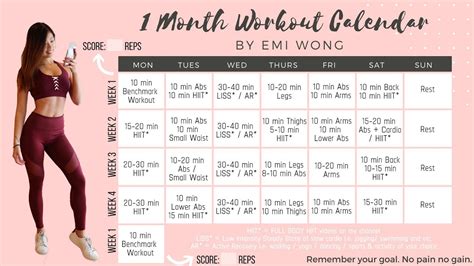 Month Workout Calendar To Lose Weight And Get Fit Min Fat Burning Hiit Full Body Workout