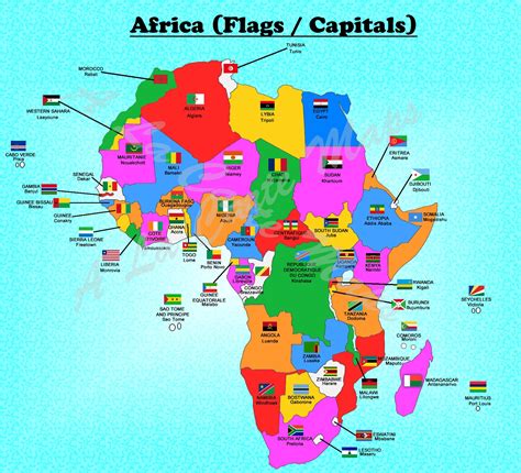Digital Map Of All African Countries With Their Flags And Their Capital
