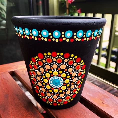 Mandala Pot By Me Painted Flower Pots Dot Painting Painted Pots Diy