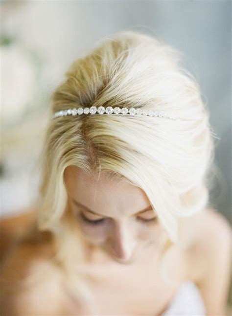 Simple Crystal Bridal Headband Thin Tiara Headband Swarovski Crystal Bridal Headband