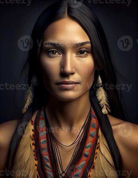 Beautiful Native American Woman Created With Generative Ai