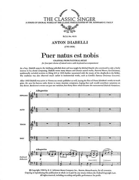 puer natus est nobis christ is born this holy day by anton diabelli 1781 1858 octavo sheet