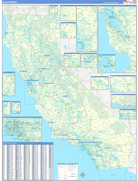 California Zip Code Wall Map Basic Style By Marketmaps Mapsales