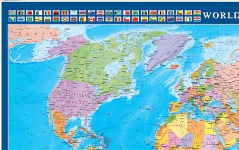 Карты мира на английском языке World Настенная политическая карта мира