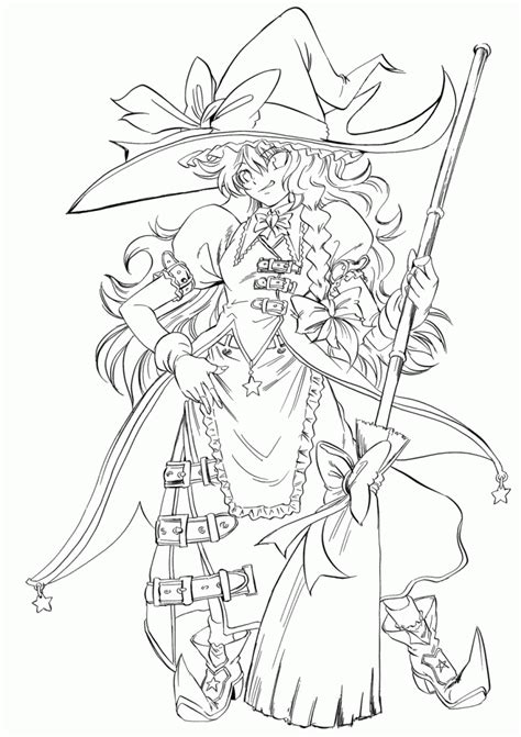 Anime Printable Coloring Witch Coloring Home