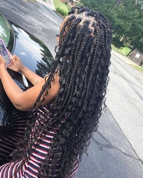 Diy Large Knotless Braids With Curly Ends Braids With Curls Box The