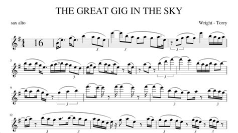The Great Gig In The Sky Alto Sax Youtube