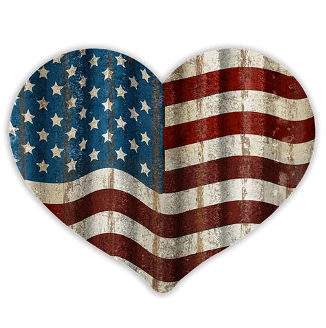Corrugated American Flag Heart Shape Old Wood Signs