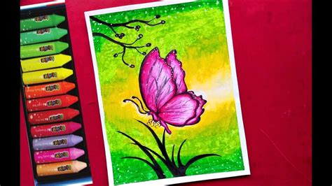 Easy Butterfly Drawing With Oil Pastels Step Step By Step