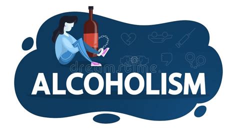 Danger Of Alcoholism Infographic Drunk Alcoholic Chained Stock Vector
