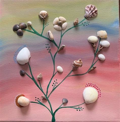 Shell Art Tree Of Life A Wall Decor Made Of Sea Shells And Etsy