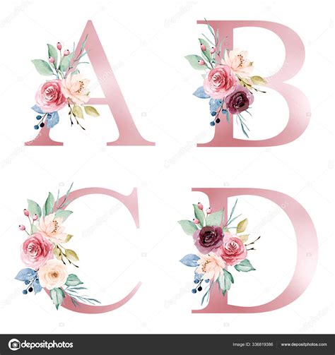 Alfabeto Floral Letras Con Flores Acuarela Diseno Arte Creativo Images