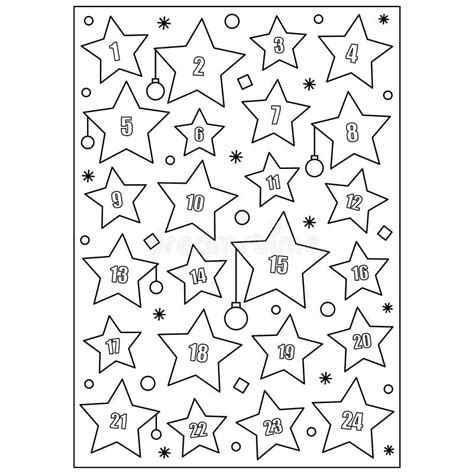 Advent Calendar Coloring Page Vector Illustration Stock Vector