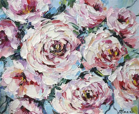 White Peonies Oil Painting Painting Flower Painting Abstract Painting