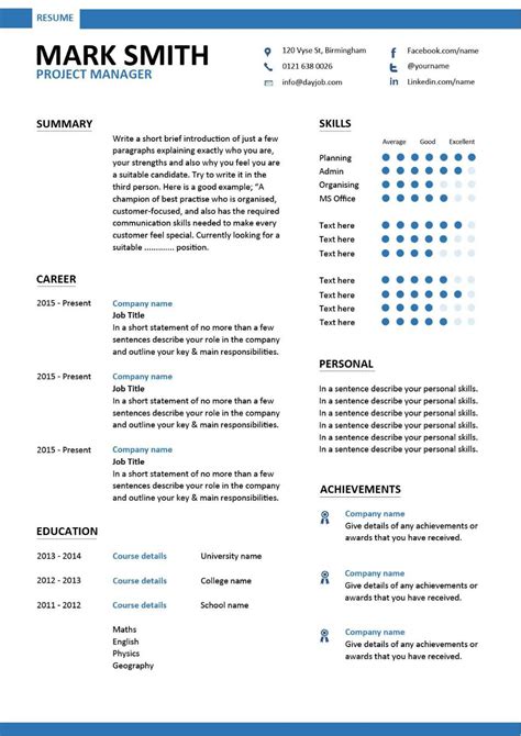 Modern Project Manager Resume 1 Templates