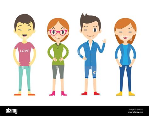Diverse Vector People Set Men And Women Different Poses Flat Cartoon Style Stock Vector Image