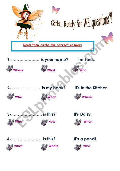 Wh Question Interactive Worksheet Grade Three Wh Questions Esl