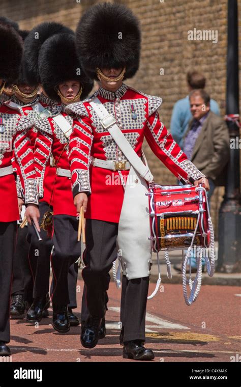 Welsh Guards Marching Band Returning To Wellington Barracks After The