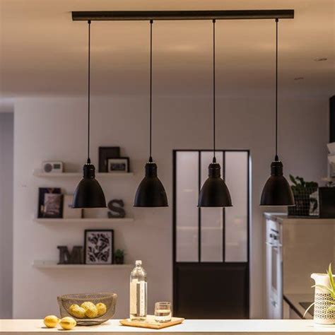 Suspension Industriel Priddy métal noir 4 x 60 W EGLO OP ...